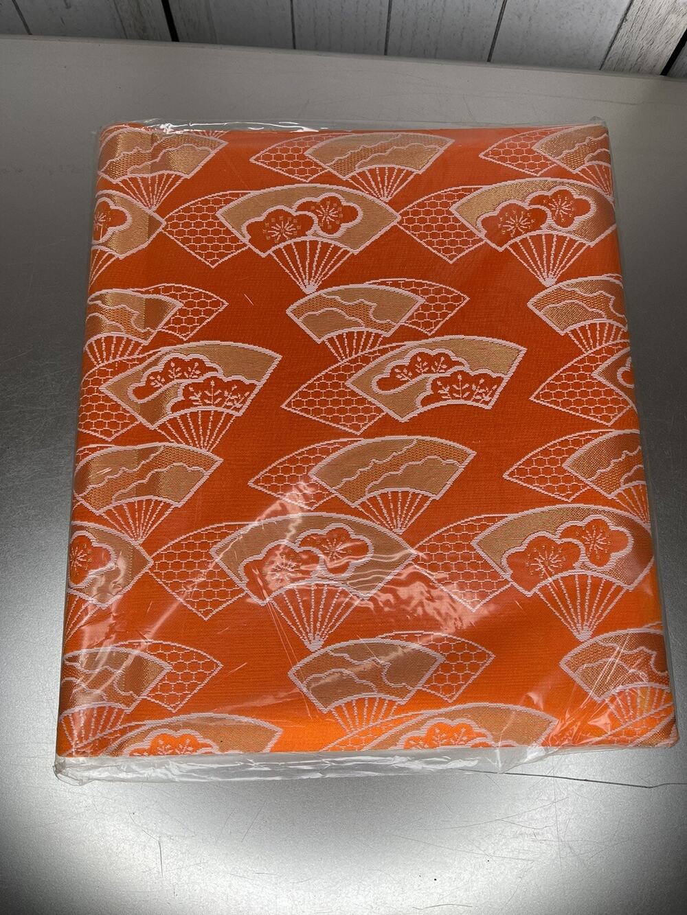 VTG Japanese Asian Fan Print Metallic Gold Orange Covered Photo Album Tommy